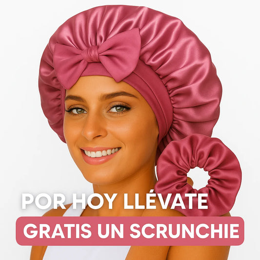 💖 Gorro Ajustable + Scrunchie de Satín | El Set Perfecto Para Tu Cabello