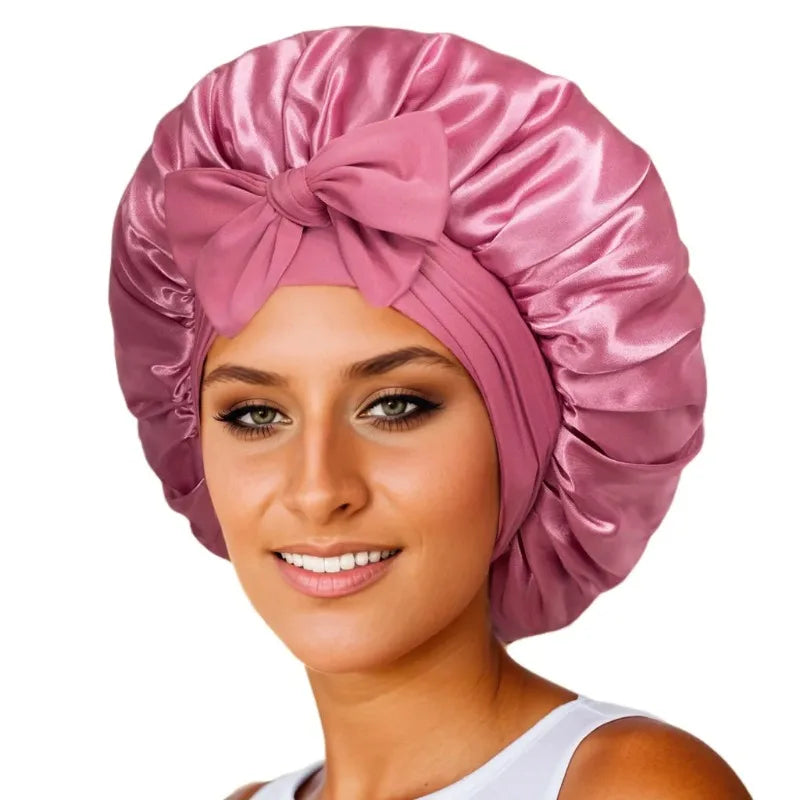 💖 Gorro Ajustable + Scrunchie de Satín | El Set Perfecto Para Tu Cabello