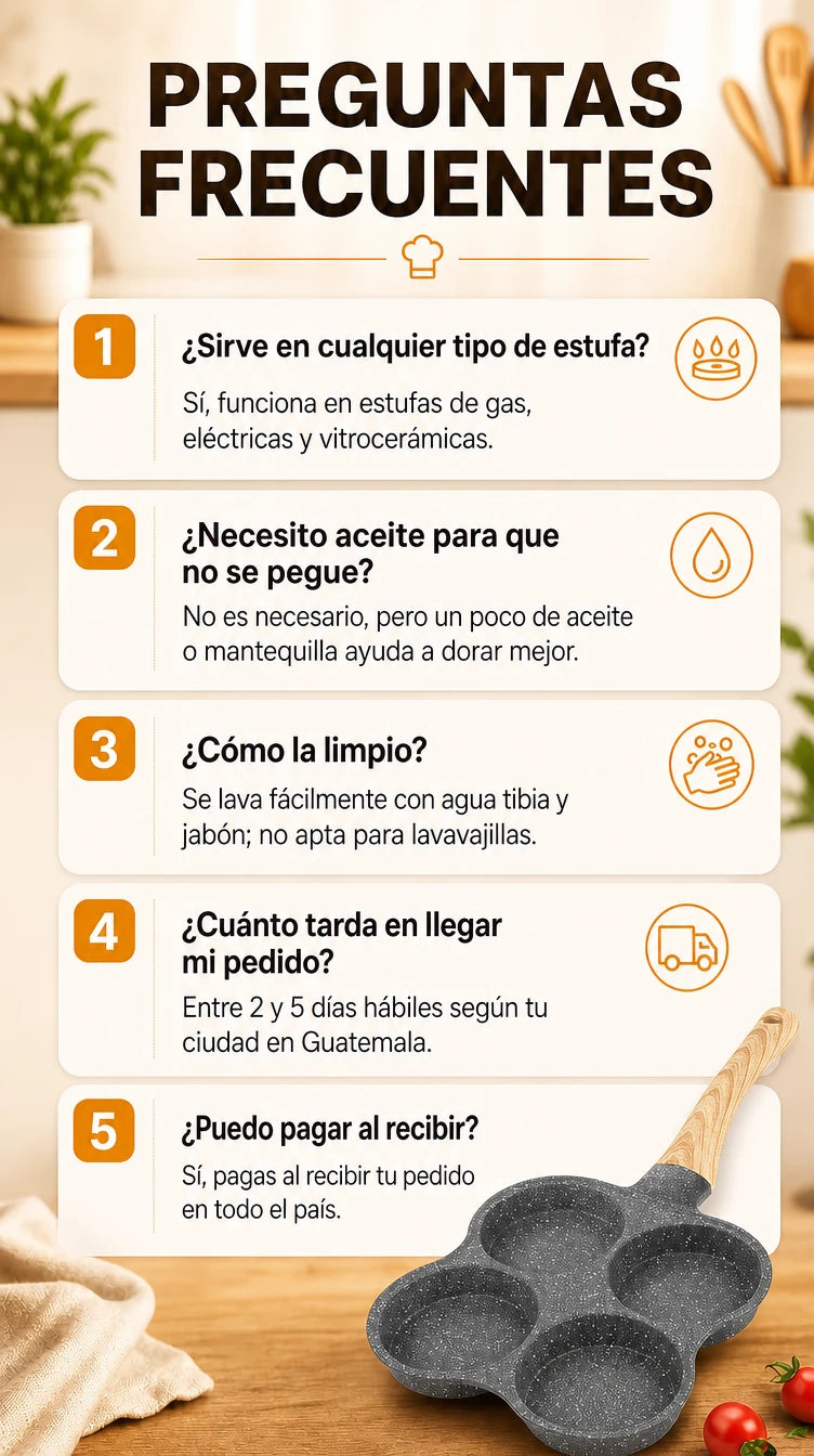 Preguntas frecuentes sobre la sarten para 4 huevos